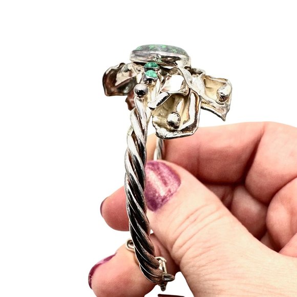 Sterling Silver Opal Gemstone Bracelet Petite Size 6 1/2 Inches - Picture 3 of 4